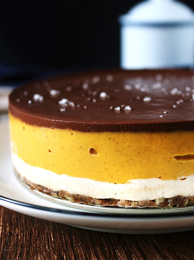 全素巧克力南瓜乳酪蛋糕 (免烤) Vegan Chocolate Pumpkin Cheesecake (No-Bake)