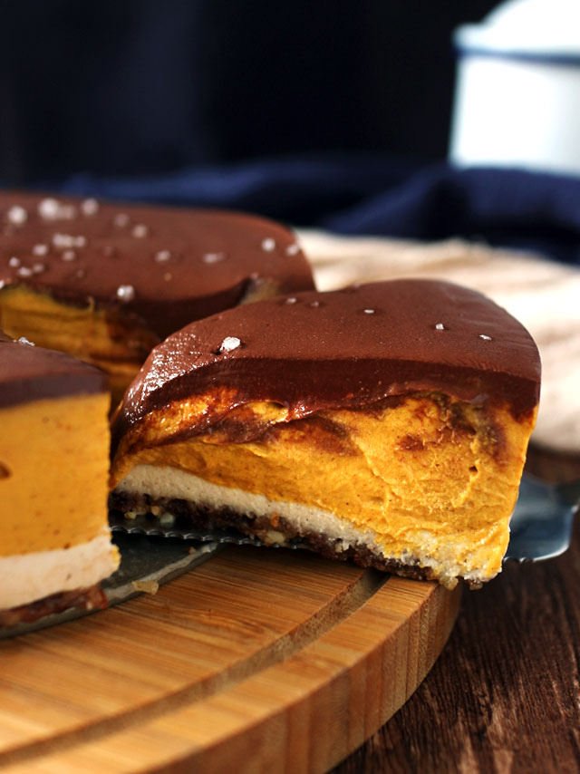 全素巧克力南瓜乳酪蛋糕 (免烤) Vegan Chocolate Pumpkin Cheesecake (No-Bake)