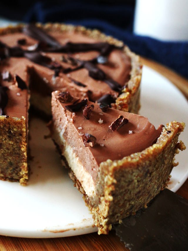 全素雙層巧克力香草乳酪蛋糕 vegan-double-chocolate-vanilla-cheesecake
