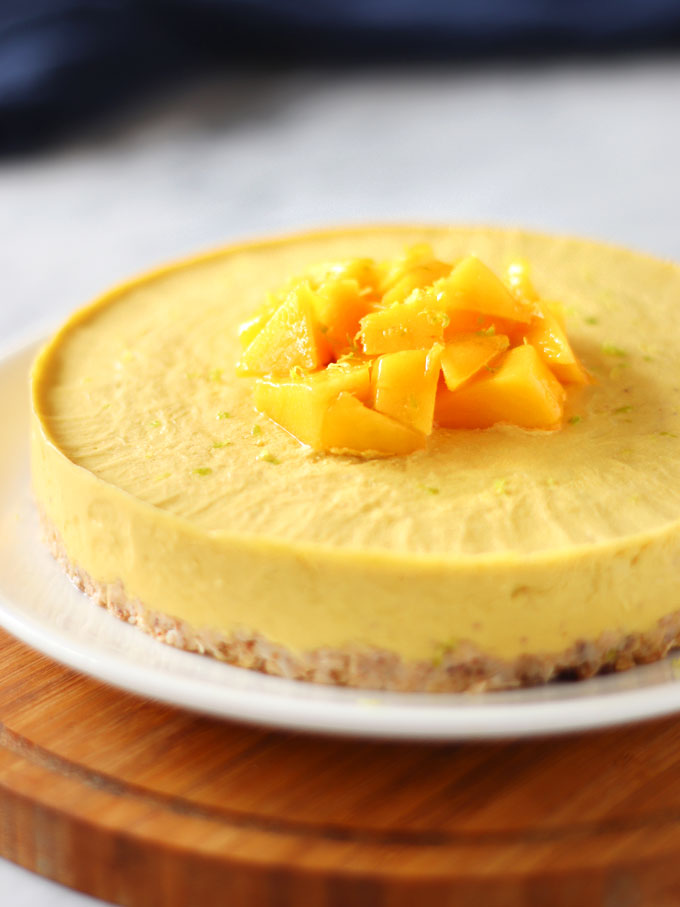 全素免烤芒果慕斯蛋糕 Vegan No-Bake Mango Mousse Cake 5 Vegan Mango Mousse Cake
