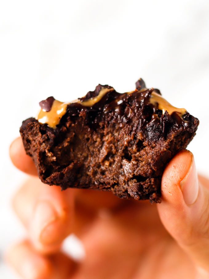 Fudgy Black Soybean Peanut Butter Chocolate Brownie Cupcakes