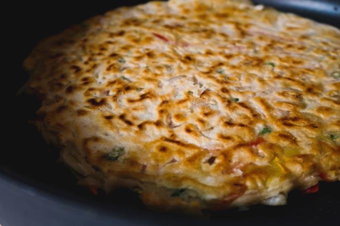 蔬菜韓式煎餅 (7 樣食材) Vegetable Korean Pancake (Yachaejeon) 5 蔬菜韓式煎餅 Vegan Korean Pancake (Yachaejeon)