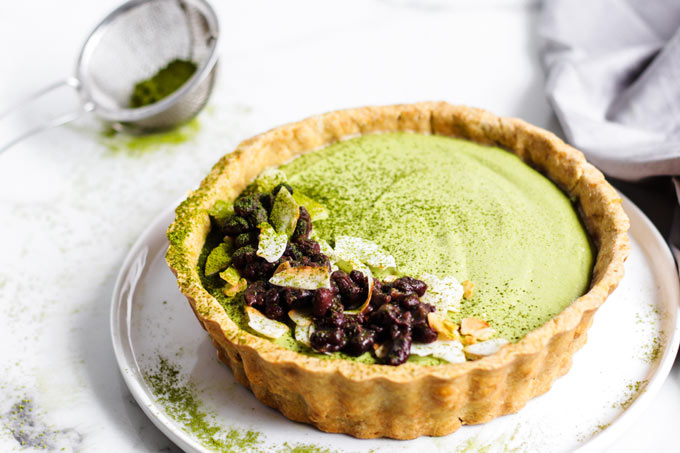 Vegan Matcha Azuki Bean Tart (Gluten-free) 2 全植物抹茶紅豆塔 (無麩質,純素)