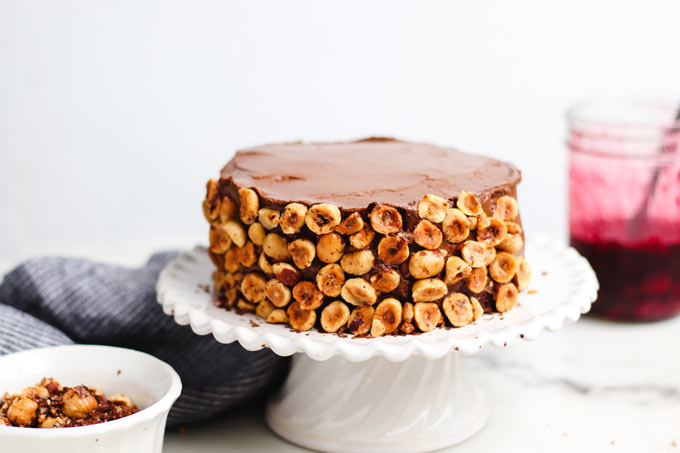 Chocolate Hazelnut Layered Cake with Cherry Filling