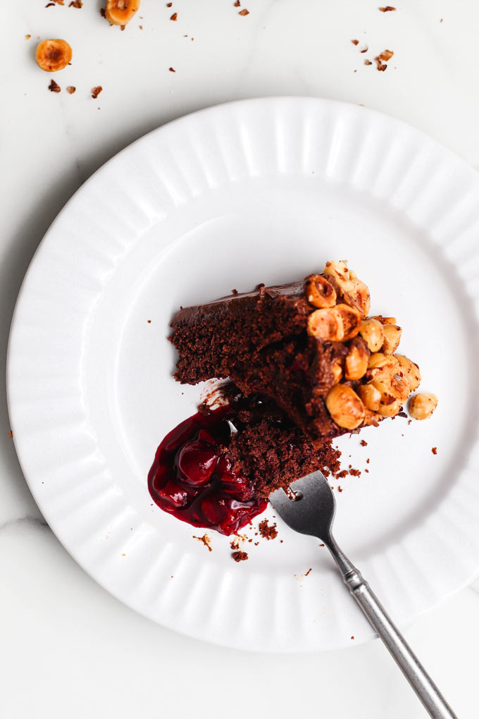 Chocolate Hazelnut Layered Cake with Cherry Filling