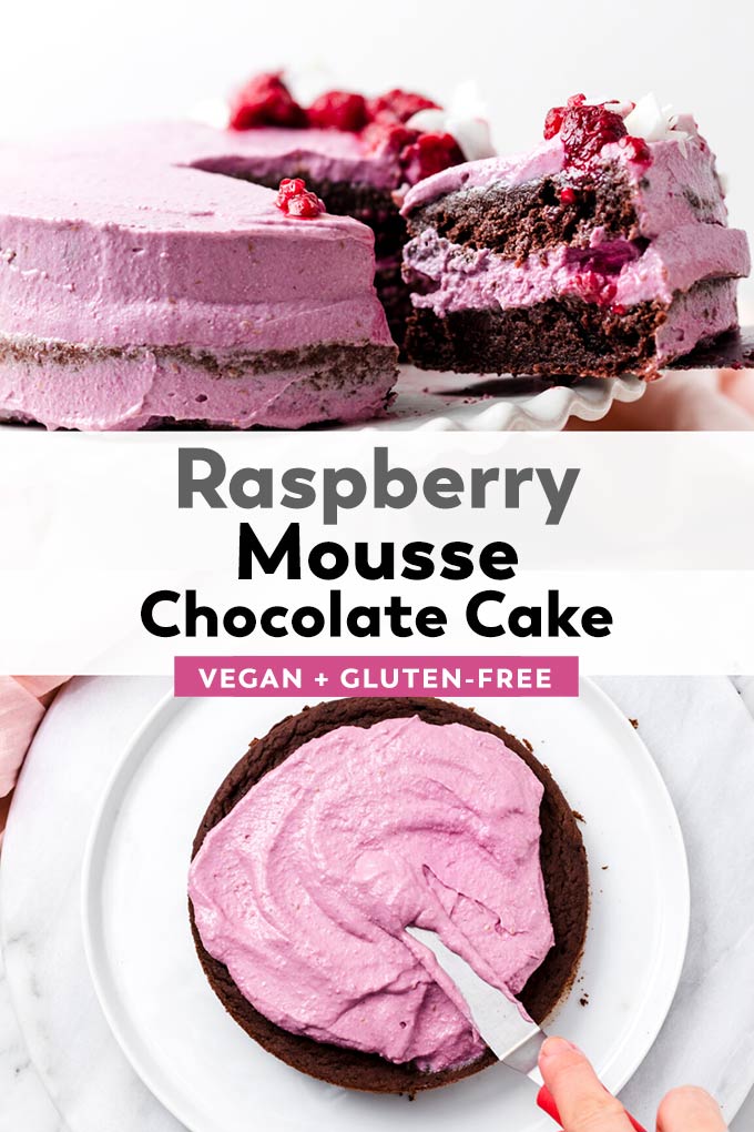 Vegan Raspberry Mousse Chocolate Cake (gluten-free)