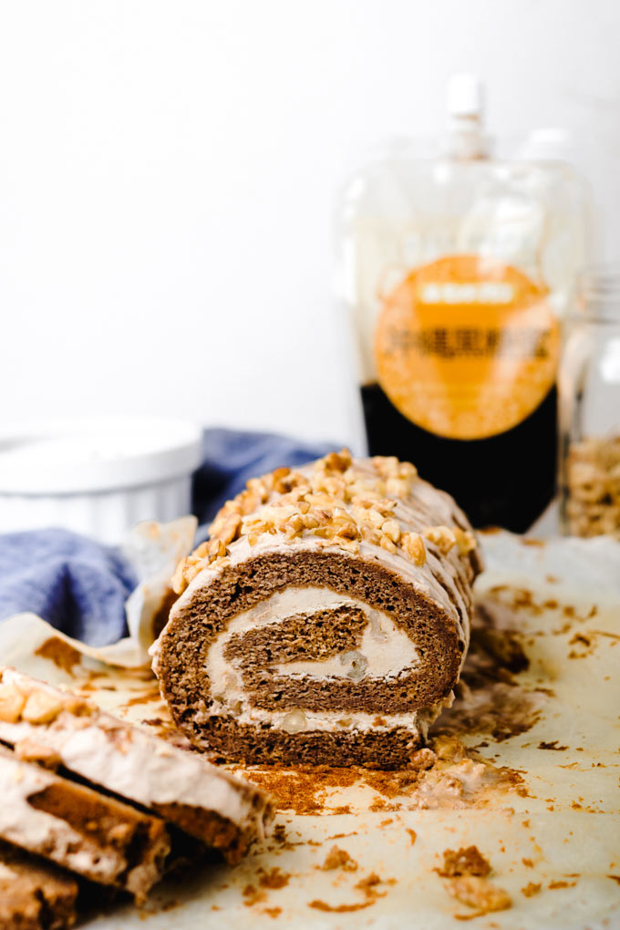 純素日式黑糖核桃蛋糕捲 Vegan Black Sugar Walnut Swiss Roll Cake