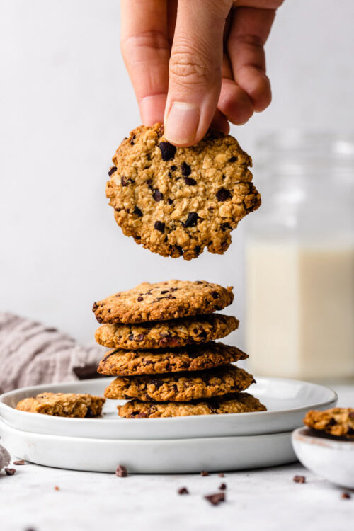 Peanut Butter Cacao Nib Oatmeal Cookies (Vegan, Glutenfree, 5