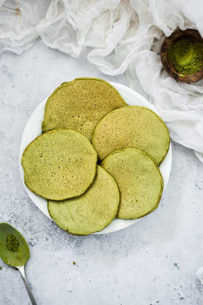 Fluffy Vegan Matcha Pancakes (Gluten-free) 4 純素抹茶鬆餅 (無麩質) Vegan Matcha Pancakes