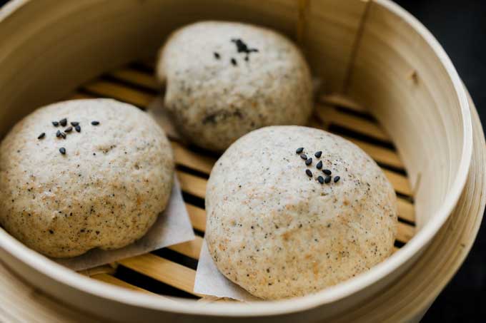 全素全麥黑芝麻包 Vegan Wholewheat Black Sesame Steamed Buns