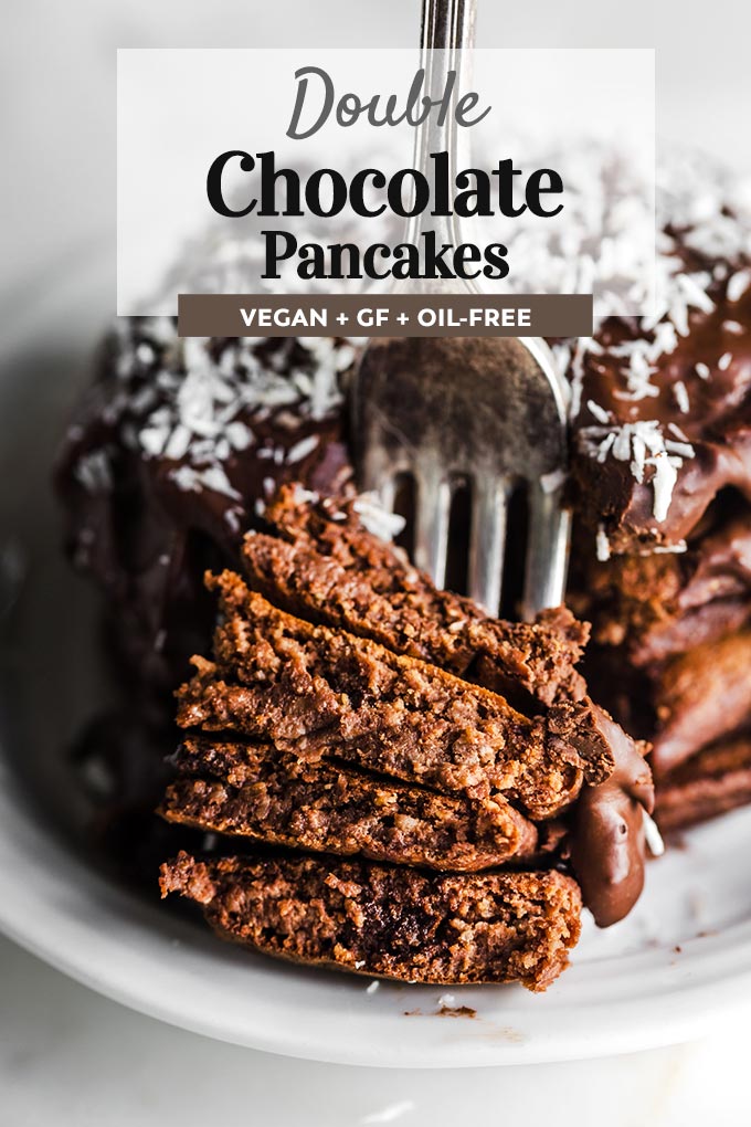Vegan Double Chocolate Pancakes (Gluten-free, Healthy)