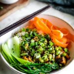 Vegan Teriyaki Eggplant Edamame Rice Bowl