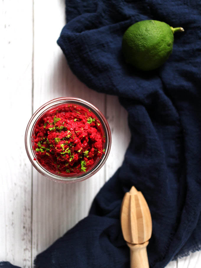 homemade beet hummus