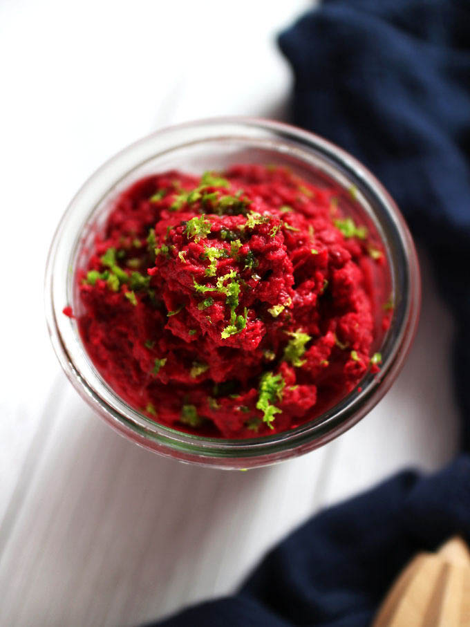 homemade beet hummus